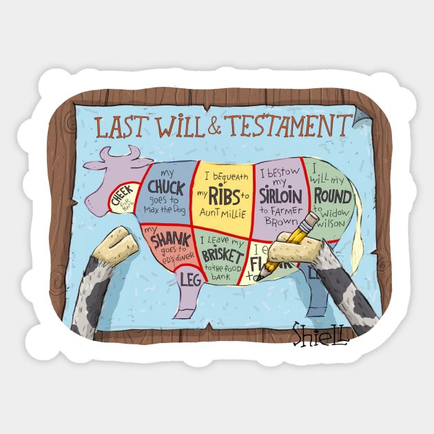 Cow Will & Testament Sticker by macccc8
